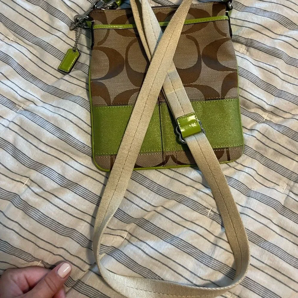 Coach Signature C Crossbody Bag in Brown, Tan & Chartreuse | Excellent Condition - Picture 11 of 11